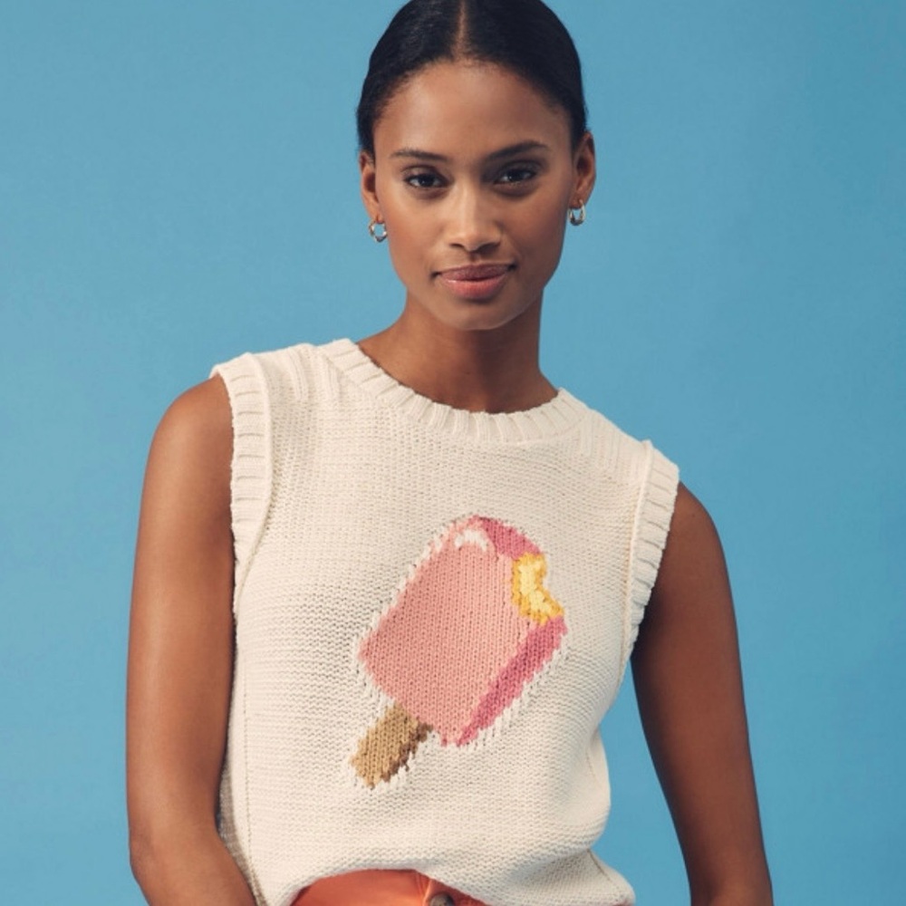 Anthropologie Maeve Icon Ice Cream Graphic Sweater Vest